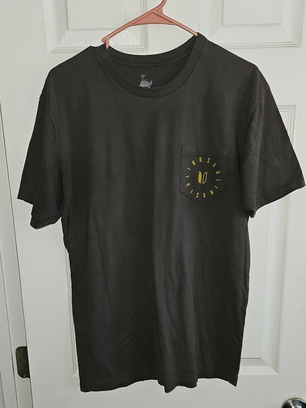 Men's Gray Short-Sleeve Pocket Tee with Subtle Yellow Logo